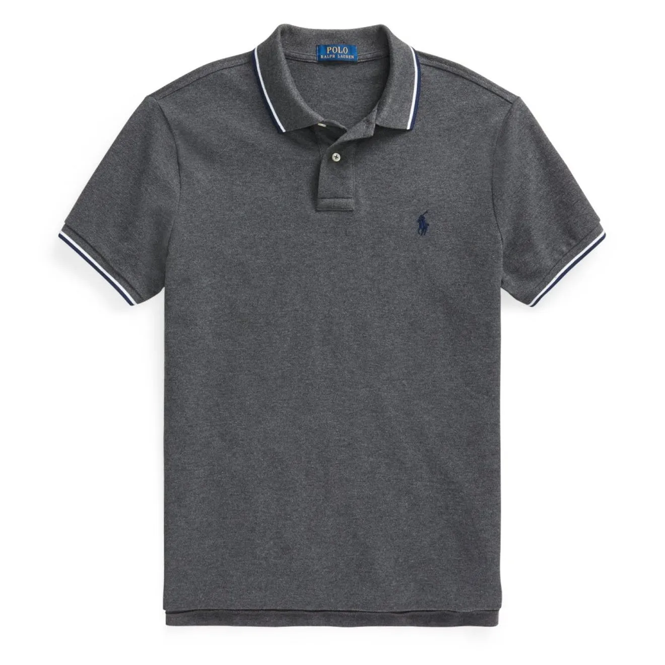 Polo Ralph Lauren Custom Slim Fit Mesh Tipped Polo Barclay Heather