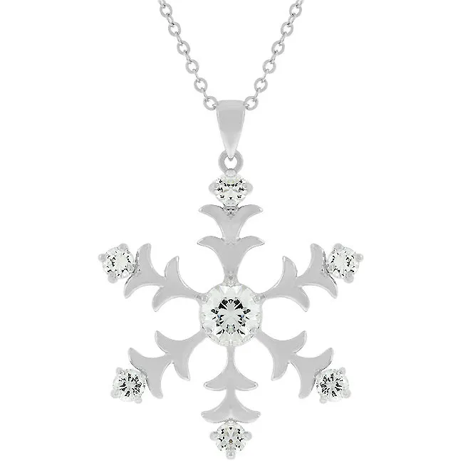 Rhodium Plated Snowflake Pendant