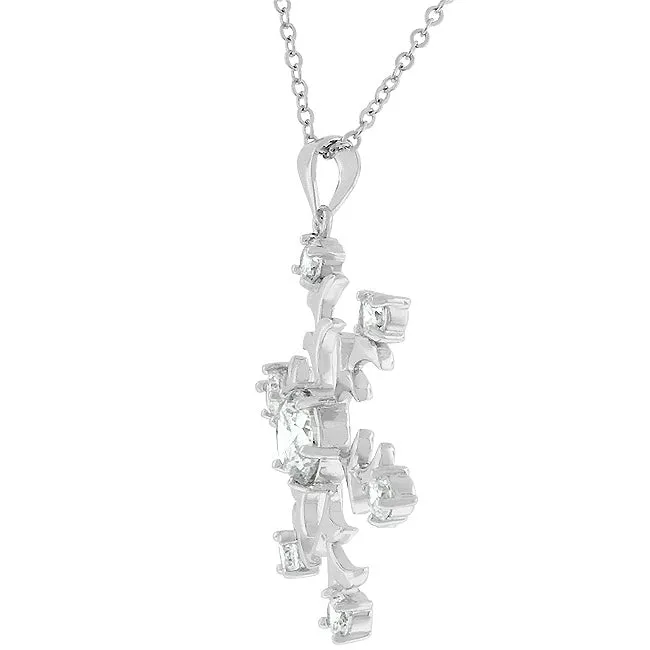 Rhodium Plated Snowflake Pendant