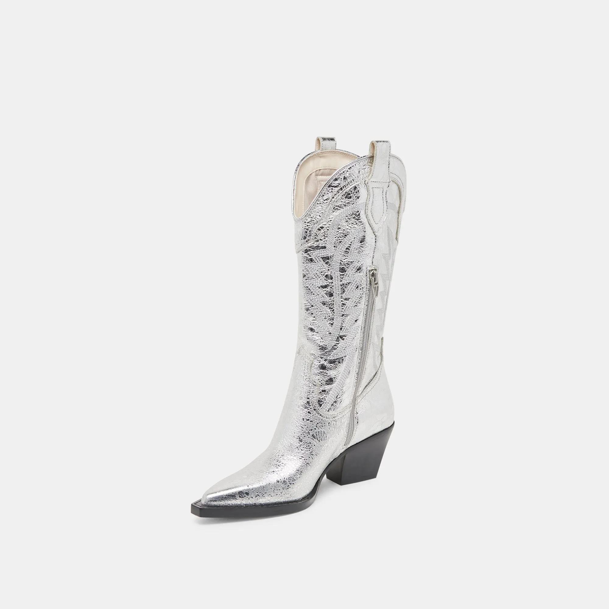 RYLAND BOOTS SILVER DISTRESSED LEATHER