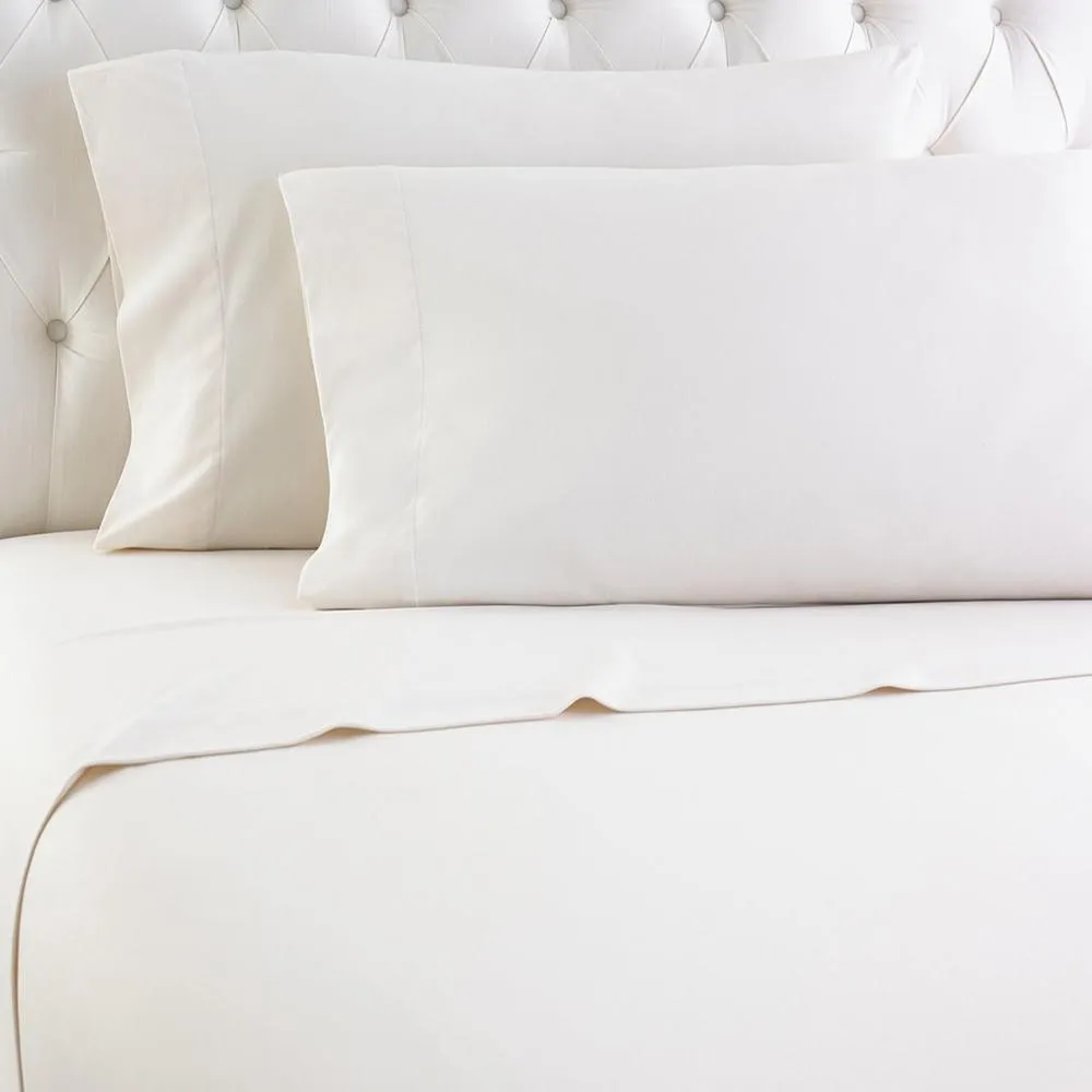 Shavel Micro Flannel Quality Sheet Set - Cal King Flat/Fitted Sheet 108x110/84x72x18" 2-Pillowcase 21x40" - Ivory.