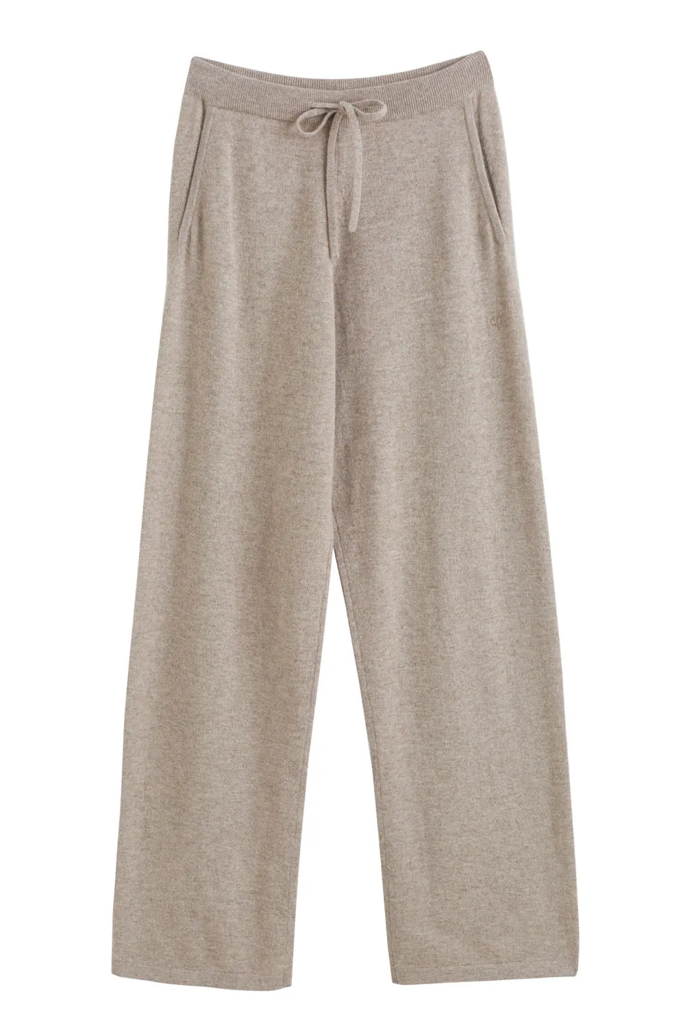 Soft-Truffle Cashmere Wide-Leg Pants