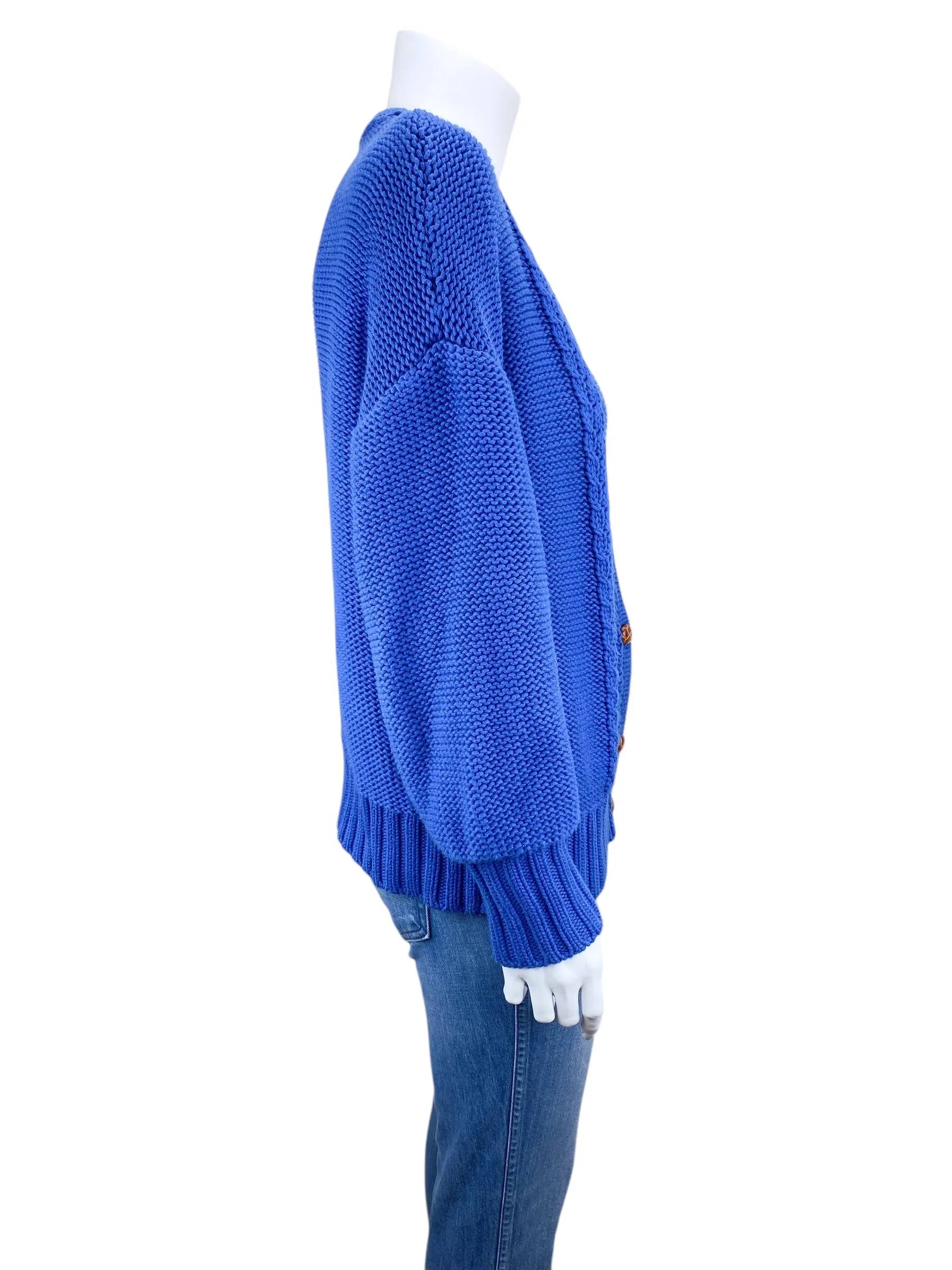 Staud Women's Blake Oversized Cable Cardigan Sweater Blue Size XS