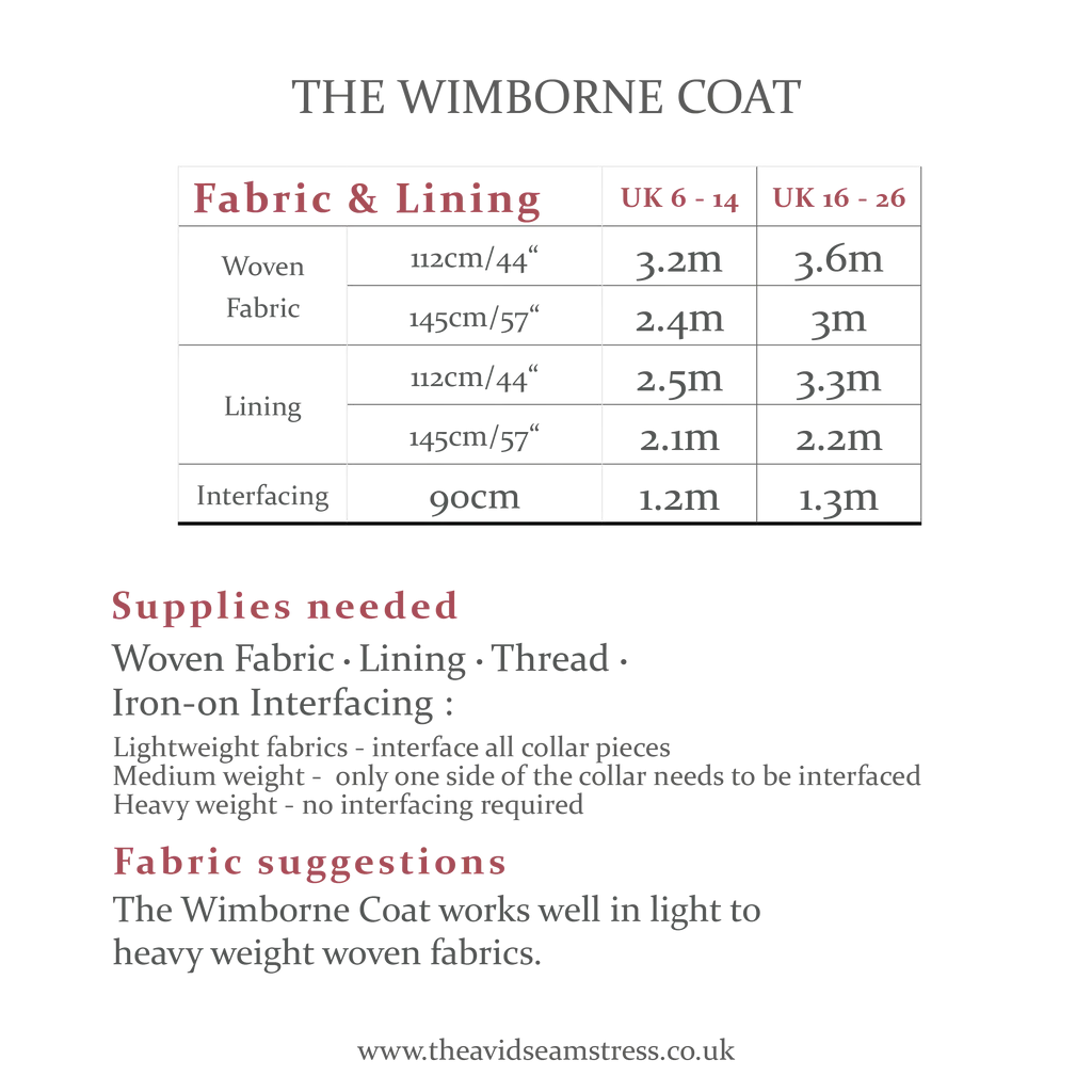 THE AVID SEAMSTRESS • The Wimborne Coat Sewing Pattern