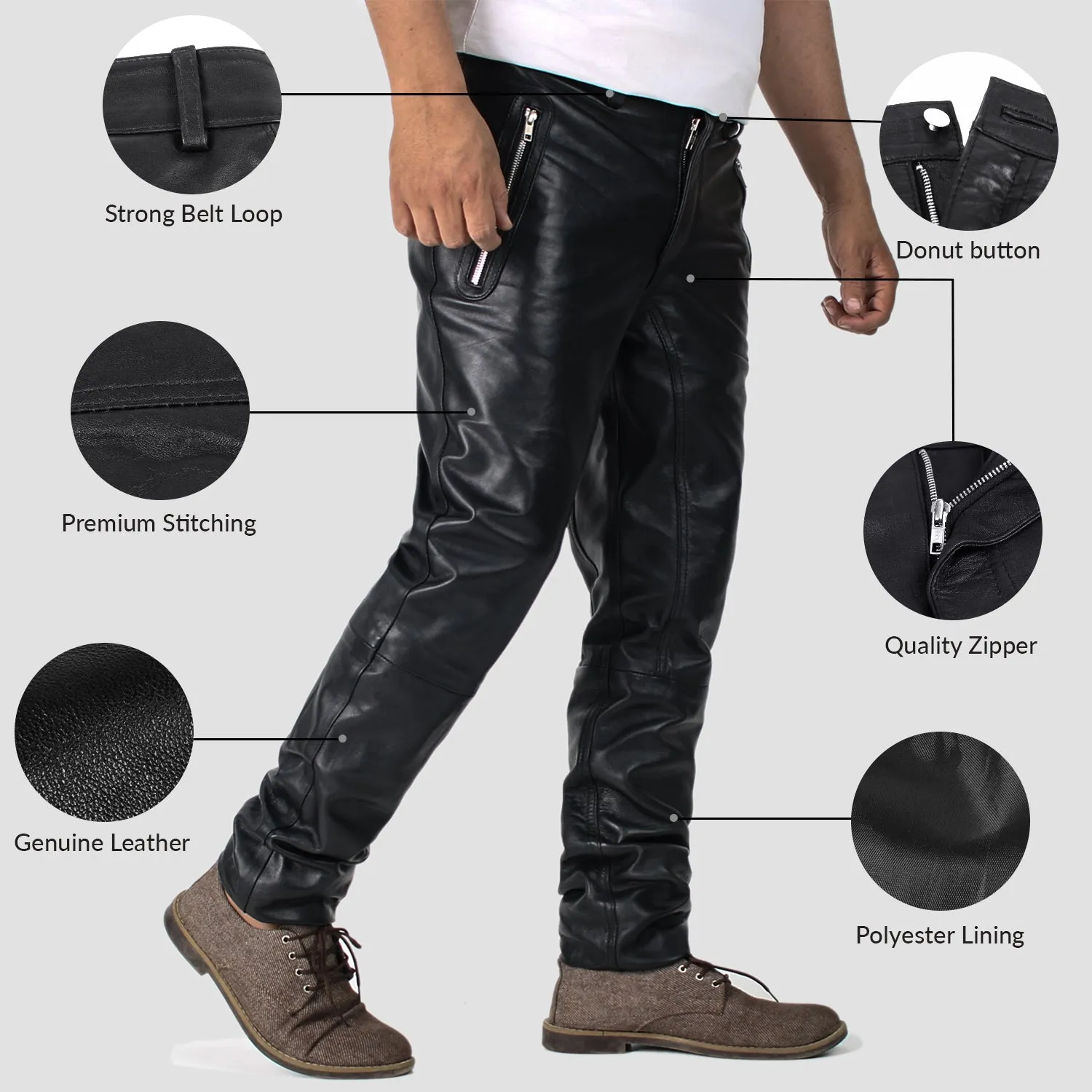 Veyron Men's Black Faux Leather Pants