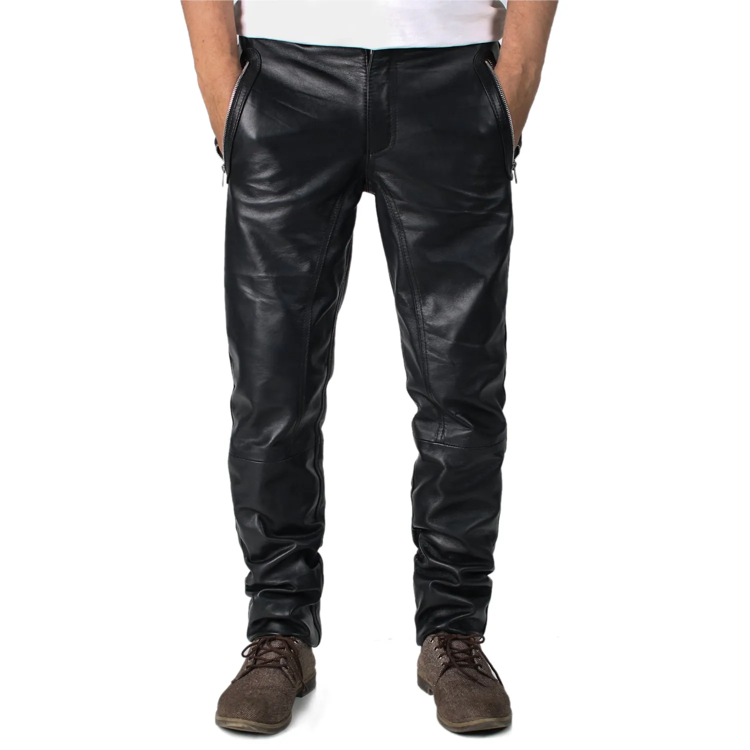 Veyron Men's Black Faux Leather Pants