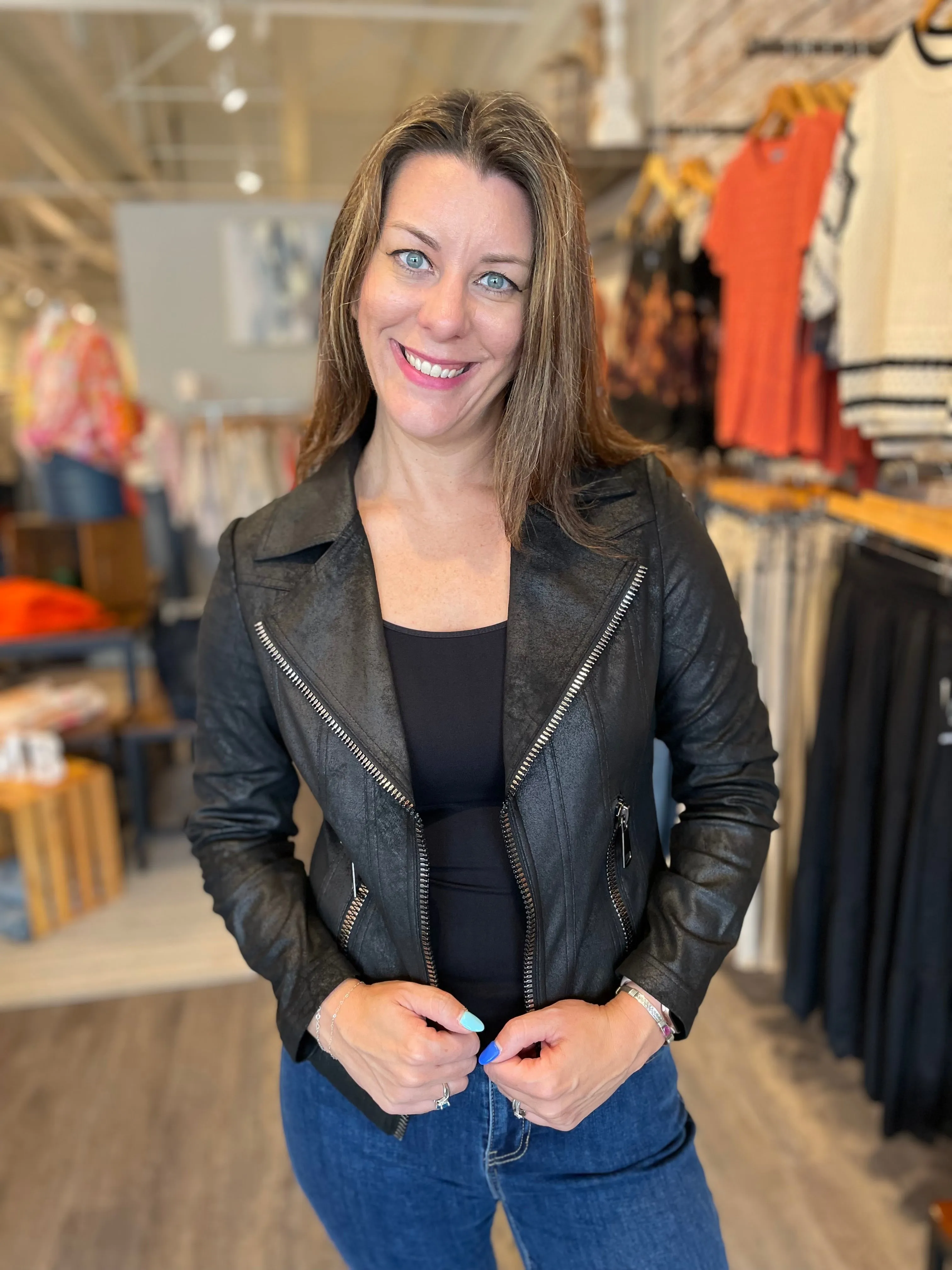 Vintage Faux Leather Moto Jacket - HQ