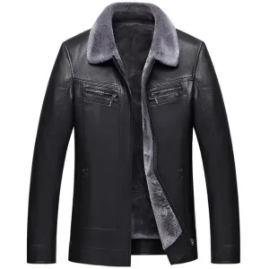 West Louis™ Designer Faux Fur Lining Leather Jacket