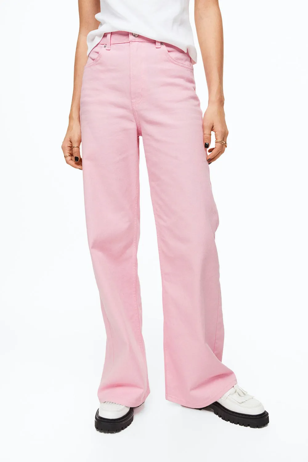 Wide-leg Twill Pants