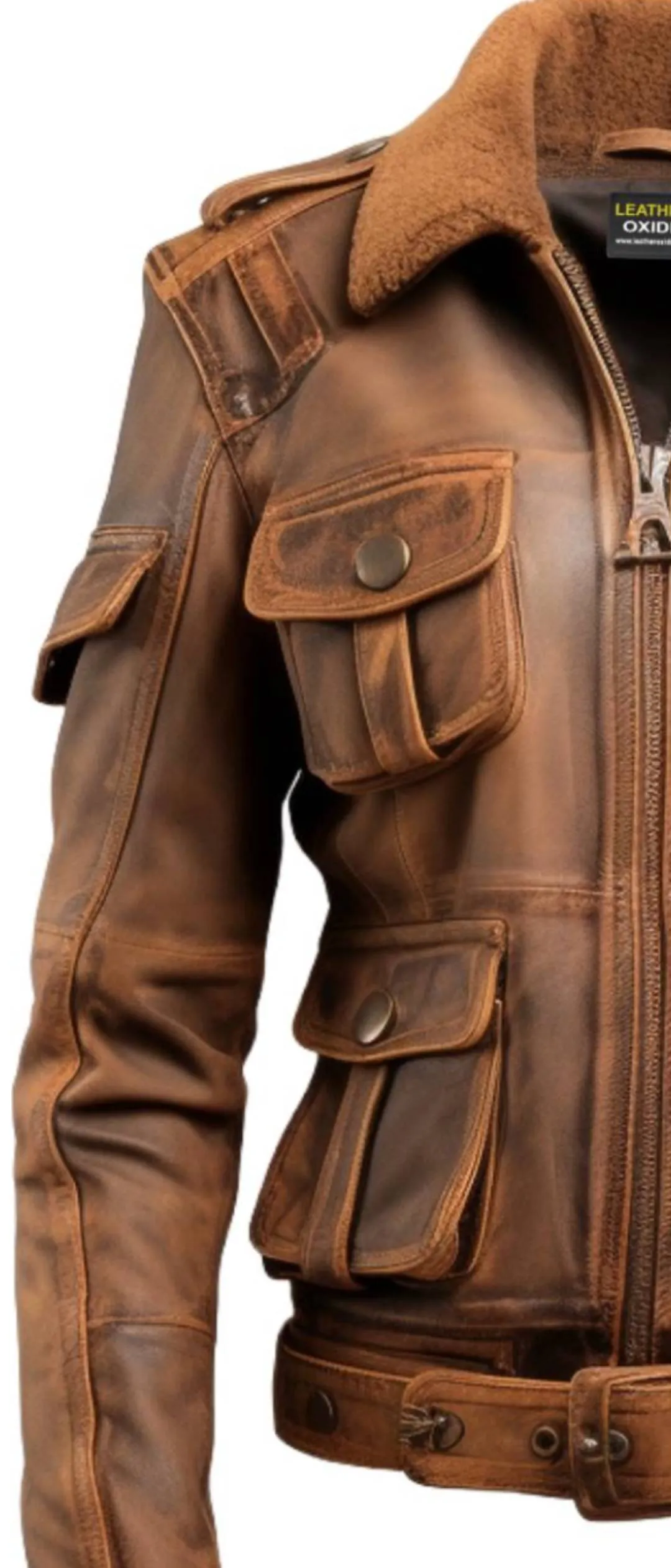 Women Brown distressed Leather Jacket