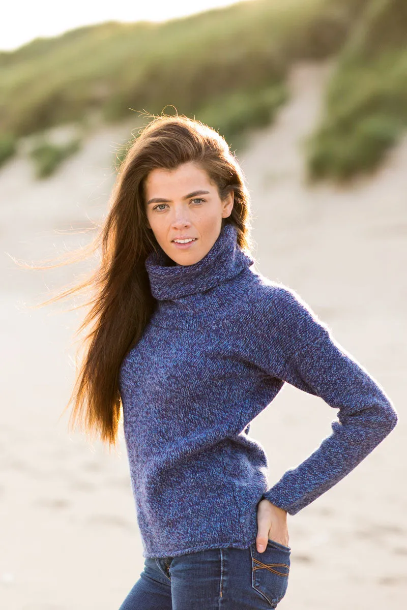 Womens Chunky Cowl neck jumper - Purple