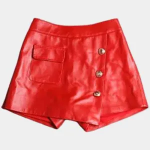 Womens Genuine Leather Short in Red